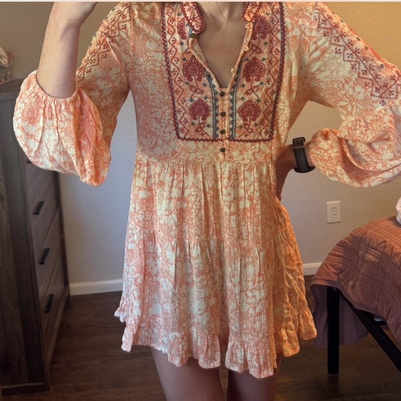 Anthropologie Boho Claudia embroidered babydoll tunic top, Size Medium - Picture 6 of 9